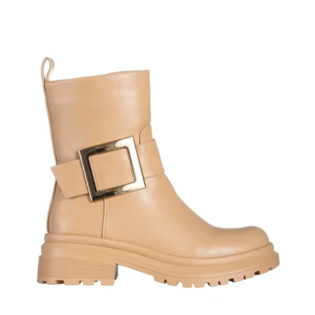 Joana bézs női csizma, műbőrből készült