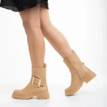 Joana bézs női csizma, műbőrből készült