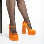 Caira narancssárga női cipő sarokkal, textil anyagból készült