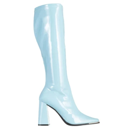 Dafne kék női csizma, lakkozott műbőrből készült