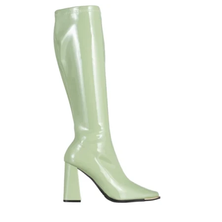 Dafne zöld női csizma, lakkozott műbőrből készült
