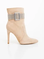Manisha bézs női bokacsizma textil anyagból