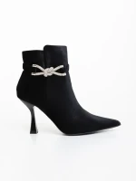 Laeva fekete női bokacsizma textil anyagból