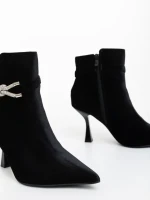 Laeva fekete női bokacsizma textil anyagból