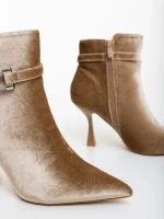 Laeva bézs női bokacsizma textil anyagból