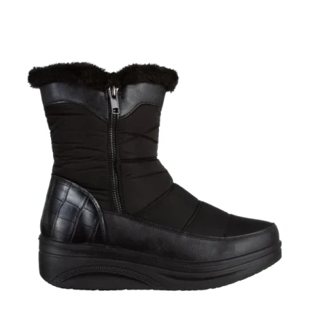 Justine fekete női csizma, textil anyagból készült