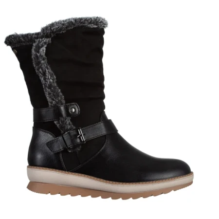 Collete fekete női csizma, műbőrből és textil anyagból készült