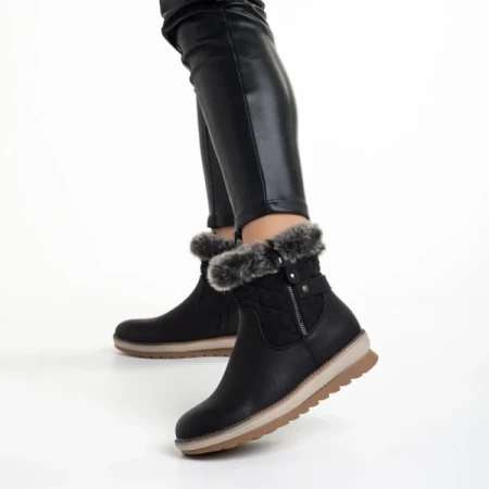 Emmie fekete női csizma, műbőrből készült