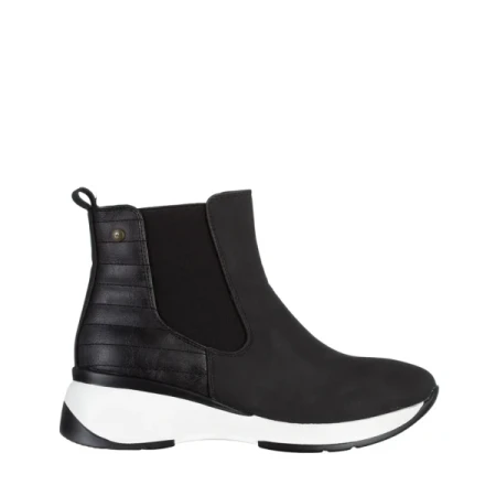 Ivanka fekete női bokacsizma, műbőrből készült