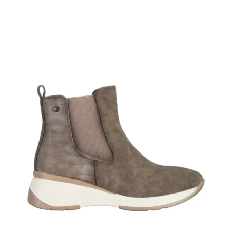 Ivanka bézs női bokacsizma, műbőrből készült