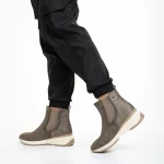 Ivanka bézs női bokacsizma, műbőrből készült