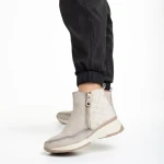 Golda bézs női bokacsizma, műbőrből készült