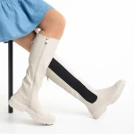 Darinda bézs színű női ökológiai bőr csizma