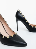 Denzia fekete női magassarkú cipő ökológiai bőrből