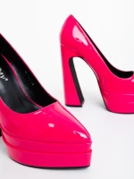 Dazani rózsaszin női magassarkú cipő lakkozott ökológiai bőrből