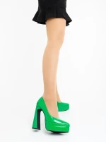 Dazani zöld női magassarkú cipő lakkozott ökológiai bőrből