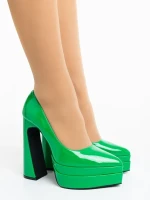Dazani zöld női magassarkú cipő lakkozott ökológiai bőrből