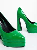 Dazani zöld női magassarkú cipő lakkozott ökológiai bőrből