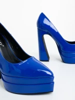 Dazani kék női magassarkú cipő lakkozott ökológiai bőrből