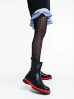 Omolara fekete és piros női csizma ökológiai bőrből