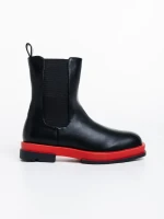 Omolara fekete és piros női csizma ökológiai bőrből