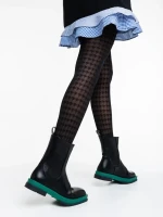 Omolara fekete és zöld női csizma ökológiai bőrből