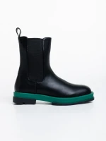 Omolara fekete és zöld női csizma ökológiai bőrből