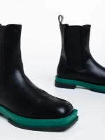 Omolara fekete és zöld női csizma ökológiai bőrből