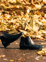 Férfi fekete bőr csizma Fausto