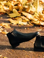 Férfi fekete bőr csizma Fausto