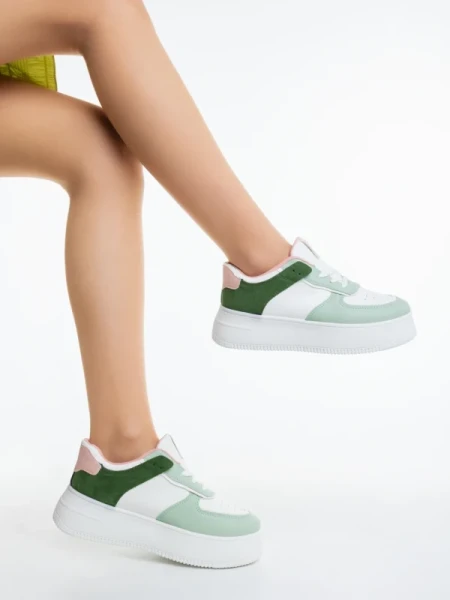 Kosara zöld női sportcipő ökológiai bőrből