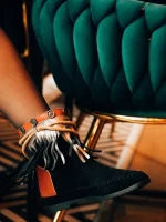 Camora fekete női csizma textil anyagból