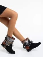 Camora fekete női csizma textil anyagból