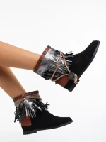 Camora fekete női csizma textil anyagból