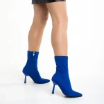 Valeda kék női bokacsizma, textil anyagból készült