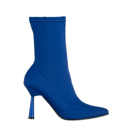 Valeda kék női bokacsizma, textil anyagból készült