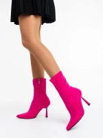 Valeda fukszia női bokacsizma textil anyagból