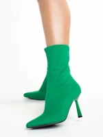 Valeda zöld női bokacsizma, textil anyagból készült