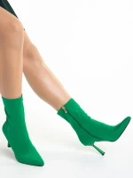 Valeda zöld női bokacsizma, textil anyagból készült
