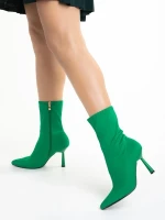 Valeda zöld női bokacsizma, textil anyagból készült