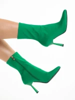 Valeda zöld női bokacsizma, textil anyagból készült