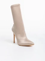 Lionesse bézs női bokacsizma textil anyagból