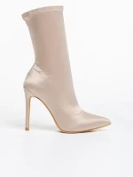 Lionesse bézs női bokacsizma textil anyagból