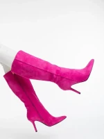 Aleksandra fukszia női csizma textil anyagból