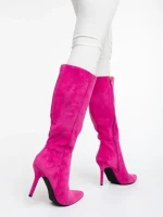 Aleksandra fukszia női csizma textil anyagból