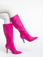Aleksandra fukszia női csizma textil anyagból