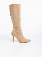 Aleksandra bézs női csizma textil anyagból