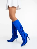 Saori kék női csizma textil anyagból