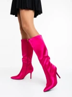 Saori fukszia női csizma textil anyagból
