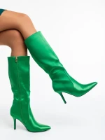 Saori zöld női csizma textil anyagból